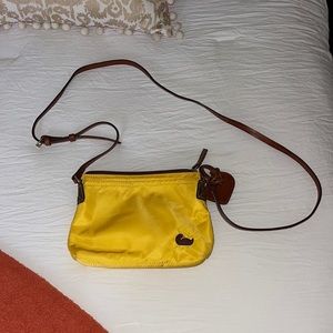 Dooney & Bourke Zip Purse Bag Nylon Yellow and Pink Crossbody